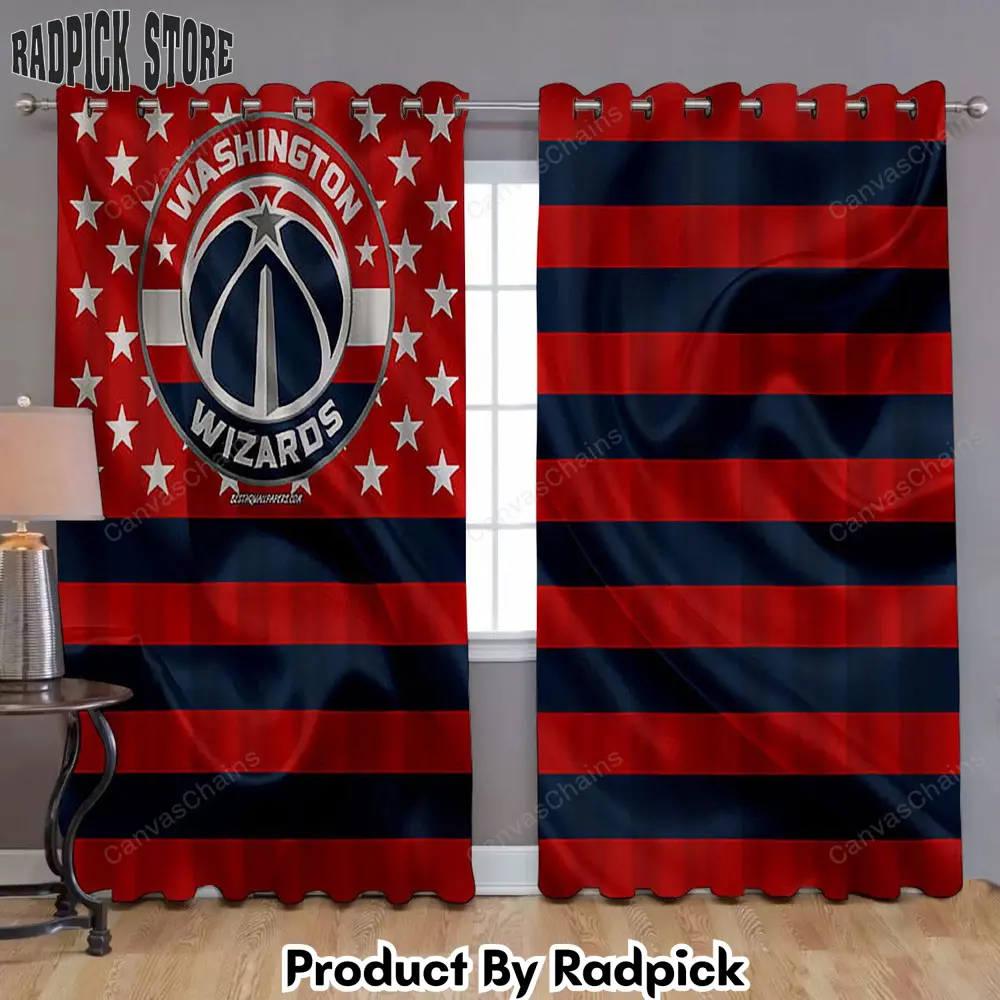Radpick washington wizards window curtains american basketball club american flag blue red flag curtains living room curtains for window rp85264